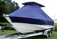 Photo of Boston Whaler Outrage 210 20xx TTopCover™ T-Top boat cover, viewed from Port Front 