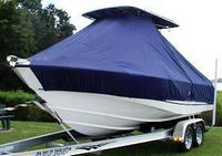Photo of Boston Whaler Outrage 21 20xx TTopCover™ T-Top boat cover, viewed from Port Front 