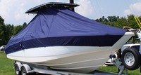 Photo of Boston Whaler Outrage 270 20xx TTopCover™ T-Top boat cover, viewed from Starboard Front 