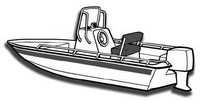 Center-Console-Boat-Cover-V-Hull-Single-Engine-NO-Bow-Rail-Boat-21N™Carver(r) p/n 71221NA Universal (non-OEM) Sunbrella(r) Center Console Fishing Boat Cover for 20ft,7in-21ft,6in CLL, 92-inch BEAM V-Hull, Single Engine, NO Bow Rail Boat  with V-Bow, No or Low (less than 3 inch high) Bow Rails, NO T-Top, Console Height (including Windshield and Grab Rails) up to 55-inch above deck, Coverage is provided for bow mounted Trolling Motor