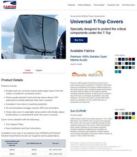 Universal-Over-T-Top-Cover-108x66-Sunbrella™Carver p/n 900XLA Sunbrella(r) Universal T-Top Cover goes OVER 108-inch Long x 77-inch Wide x 84-inch High T-Top (Hard ot Canvas) to protect entire T-Top, Console and Helm Seat