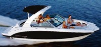Photo of Chaparral 264 Sunesta Arch, 2011: Arch Tower Bimini Top (Factory OEM website photo), viewed from Starboard Side 