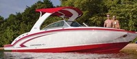 Photo of Chaparral 264 Sunesta Arch, 2012: Arch Tower Bimini Top (Factory OEM website photo), viewed from Starboard Front 
