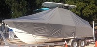 Photo of Cobia® 240CC 20xx TTopCover™ T-Top Boat Cover, viewed from Port Front 