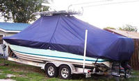 Photo of Contender 25 Open 20xx TTopCover™ T-Top boat cover, viewed from Port Rear 