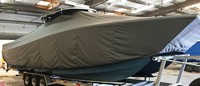 Photo of Freeman 37 20xx T-Top Boat-Cover, viewed from Starboard Front 