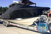 Photo of Key West® 351 Billistic 20xx T-Top Boat-Cover, viewed from Starboard Front 