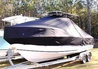 Photo of Mako 214CC 20xx T-Top Boat-Cover, viewed from Port Front 