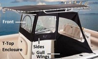 T-Top-Enclosure-Front-OEM-T0.2™Factory T-Top FRONT CURTAIN with Eisenglass window (also called Spray-Shield or Windscreen) (T-Top Enclosure Sides NOT included), OEM (Original Equipment Manufacturer)