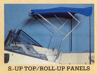1988 McKee Craft® with Stand-Up Deluxe Bimini Top with Spray-Shield Rolled Up