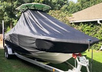 Photo of NauticStar 231 Hybrid 20xx T-Top Boat-Cover Trolling Motor Pocket, viewed from Starboard Front 
