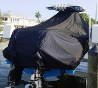Photo of NauticStar 28XS 20xx T-Top Boat-Cover, viewed from Starboard Rear 