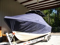 Photo of Parker 2501CC 20xx T-Top Boat-Cover, viewed from Port Front 