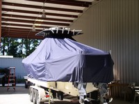 Photo of Parker 2501CC 20xx T-Top Boat-Cover, viewed from Port Rear 