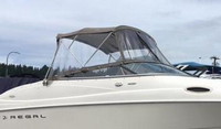 Photo of Regal 2350 LSC, 2001: Bimini Top, Front Visor, Side Curtains, viewed from Starboard Front 
