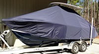 Photo of Regulator 23FS, 2013: TTopCover™ T-Top boat cover, viewed from Port Front 