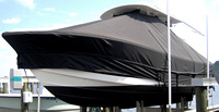 Photo of Regulator 26FS 20xx TTopCover™ T-Top boat cover Extended, Side Skirts, viewed from Port Front 