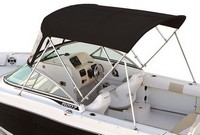 Photo of Robalo 207DC, 2017 R207 Bimini Top, Front Connector, viewed from Port Rear, Above 