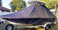 Photo of Robalo 226 Cayman 20xx T-Top Boat-Cover, viewed from Port Front 