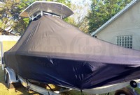 Photo of Robalo 226 Cayman 20xx T-Top Boat-Cover, viewed from Starboard Front 