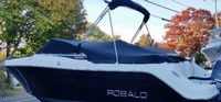 Photo of Robalo 227DC, 2015: Bimini Top in Boot, Cockpit Cover, viewed from Port Rear 