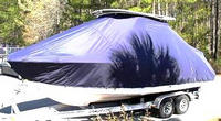 Photo of Robalo 247DC 20xx T-Top Boat-Cover, viewed from Port Front 
