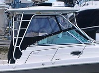 Photo of Robalo 305WA, 2009: Hard-Top, Front Connector, Side Curtains, Aft Curtain, viewed from Starboard Side 