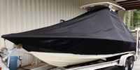Photo of Scout 251 XS 20xx T-Top Boat-Cover, viewed from Port Front 