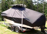 Photo of Sea Fox® 236CC 20xx High Bow Rail TTopCover™ T-Top boat cover, viewed from Port Rear 
