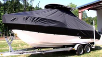 Photo of Sea Fox® 236CC 20xx TTopCover™ T-Top boat cover High Bow Rail, viewed from Port Side 