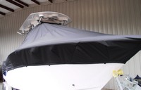 Photo of Sea Fox® 256CC 20xx TTopCover™ T-Top boat cover Black, viewed from Starboard Front 