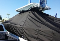 Photo of Sea Fox® 287CC 20xx TTopCover™ T-Top boat cover, viewed from Port Rear closeup 