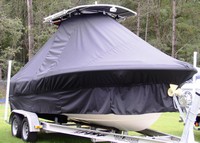 Photo of Sea Hunt® Triton-207 20xx TTopCover™ T-Top boat cover with Extended Skirts, viewed from Starboard Front 