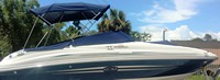 Photo of Sea Ray 220 Sundeck NO Tower, 2007: Bimini Top, Bow Cover Cockpit Cover, viewed from Starboard Side 