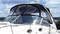 Photo of Sea Ray 320 Sundancer, 2007: Bimini Top, Bimini Visor, Bimini Side Curtains, Sunshade, Sunshade Enclosure Curtains, viewed from Port Front 