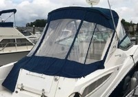 Sea Ray® 330 Sundancer Sunshade-Top-Canvas-OEM-G4.2™ Factory SUNSHADE CANVAS (no frame) for OEM Sunshade Top mounted off Back of the factory Radar Arch, with zippers for OEM Sunshade Aft Enclosure Curtains (not included), OEM (Original Equipment Manufacturer)