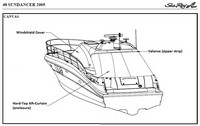 Hard-Top-Aft-Curtain-OEM-O6™Factory Hard Top AFT CURTAIN connects from Hard-Top to Transom, often with Eisenglass window(s), OEM (Original Equipment Manufacturer)