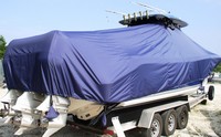 Photo of Triton 351CC 20xx TTopCover™ T-Top boat cover Sand Bags, viewed from Starboard Rear 