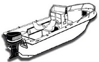 Center-Console-Boat-Cover-V-Hull-Single-Engine-High-Bow-Rail-Boat-23™Carver(r) p/n 70023A Universal (non-OEM) Sunbrella(r) Center Console Fishing Boat Cover for 22ft,7in-23ft,6in CLL, 102-inch BEAM V-Hull, Single Engine, High Bow Rail Boat  with V-Bow, No T-Top, Up to 18-inch High Bow Rails, Console Height (including Windshield and Grab Rails) up to 54-inch above deck
