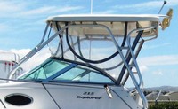 Photo of Aquasport 215 Explorer, 2000: Hard-Top, Connector, Side Curtains, Aft-Drop-Curtain, viewed from Port Side 