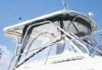 Photo of Aquasport 250 Explorer, 2005: Hard-Top, Front Connector, Side Curtains, Aft-Drop-Curtains, viewed from Starboard Front 