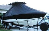 Photo of Bluewater 2150 19xx T-Top Boat-Cover, viewed from Starboard Front 