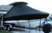 Photo of Bluewater 2150 20xx T-Top Boat-Cover, viewed from Starboard Front 