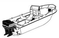 Boat-Cover-CSF-Model™Carver(r) 700xxTE series Styled-To Fit(tm) boat cover (for V-Bow/V-Hull Center Console (up to 50 inch) fishing boat with High Bow Rail (up to 18 inch); Twin O/B Engines) provides a GUARANTEED Fit