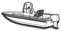Boat-Cover-CSF-Model™Carver(r) 712xx series Styled-To Fit(tm) boat cover (for Bay style V-hull Center Console (up to 60 inch) shallow draft fishing boat; O/B) provides a GUARANTEED Fit