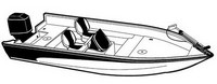 Boat-Cover-CSF-Model™Carver(r) 722xx series Styled-To Fit(tm) boat cover (for V-hull Fishing boat with Factory Side Console (up to 14 inch) with Windshield; O/B) provides a GUARANTEED Fit