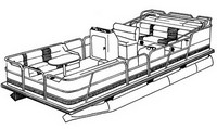 Boat-Cover-CSF-Model™Carver(r) 775xx series Styled-To Fit(tm) boat cover (for Pontoon with folded-down Bimini Top and Rails that FULLY Enclosed Deck; O/B) provides a GUARANTEED Fit
