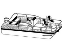Boat-Cover-CSF-Model™Carver(r) 788xx series Styled-To Fit(tm) boat cover (for Pontoon with Low Rails or Fishing Chairs at the Fore and Aft End of the Deck; O/B) provides a GUARANTEED Fit