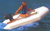 Boat-Cover-CSF-Model™Carver(r) 7INFxxB series Styled-To Fit(tm) boat cover (for Blunt Nose Inflatable boat; O/B) provides a GUARANTEED Fit