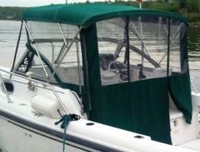Photo of Boston Whaler Conquest 21 2000: Factory Bimini Top, Front Visor, Side and Aft Curtains, viewed from Port Rear 